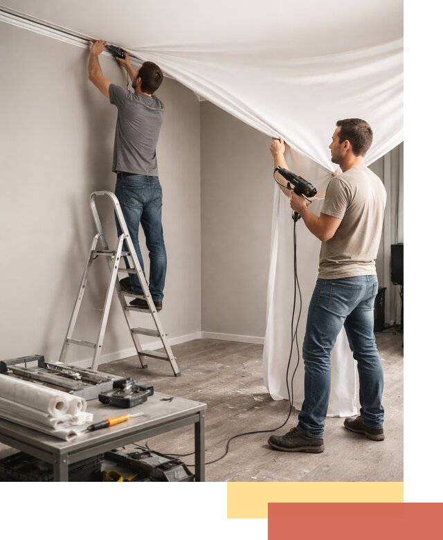 Монтаж натяжного потолка в студии в Коломне