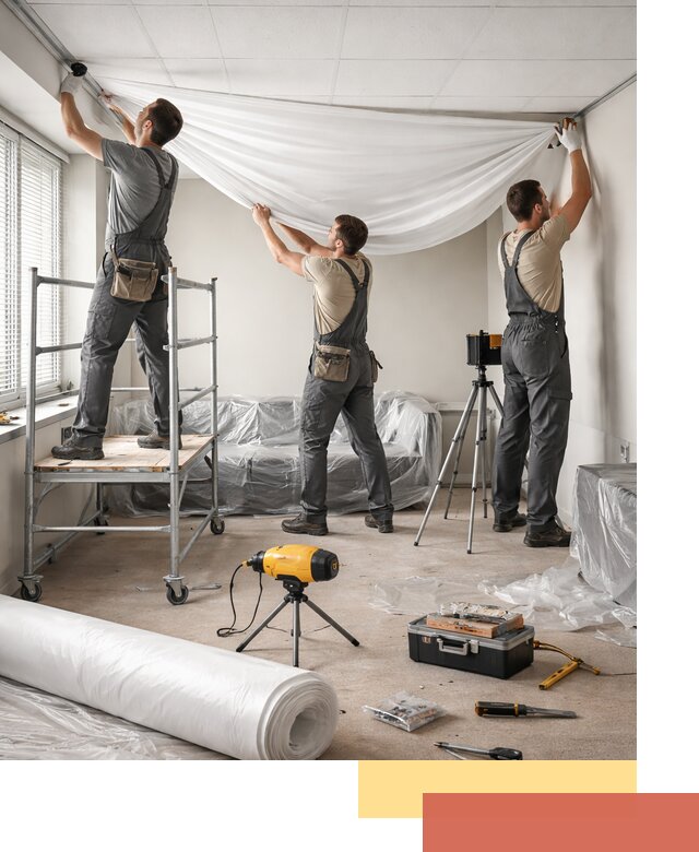 Монтаж натяжного потолка в офисе в Коломне