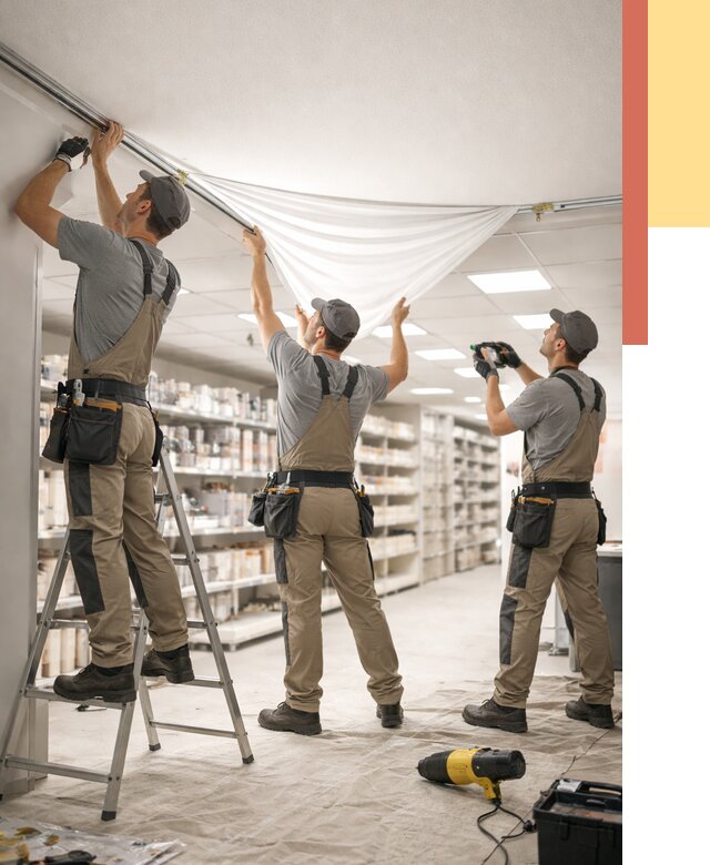 Монтаж натяжного потолка в магазине в Коломне от 4563 руб. быстро и недорого | ОТДЕЛОЧНИК-Клм