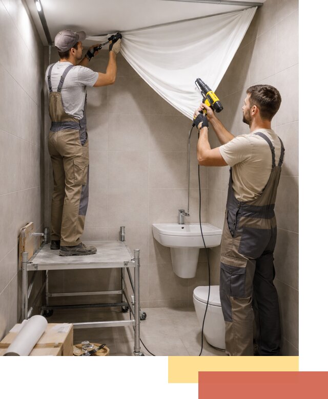 Монтаж натяжного потолка в санузле в Коломне