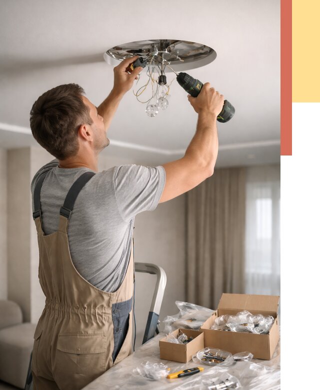 Установка люстры в натяжной потолок в Коломне от 1217 руб. | Быстро и недорого — ОТДЕЛОЧНИК-Клм