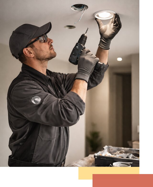 Установка точечных светильников в натяжной потолок в Коломне