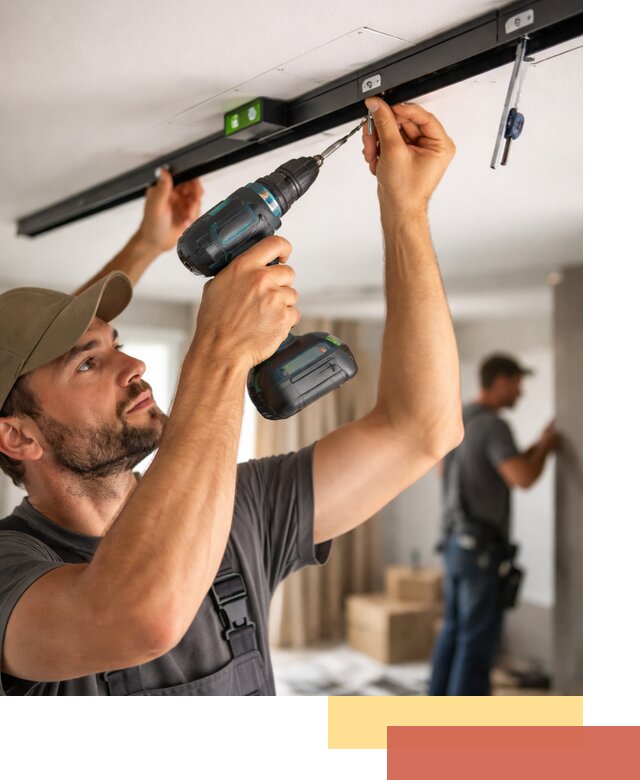 Установка трековых светильников в натяжной потолок в Коломне