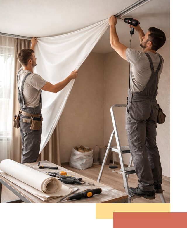 Замена полотна натяжного потолка в Коломне быстро и качественно