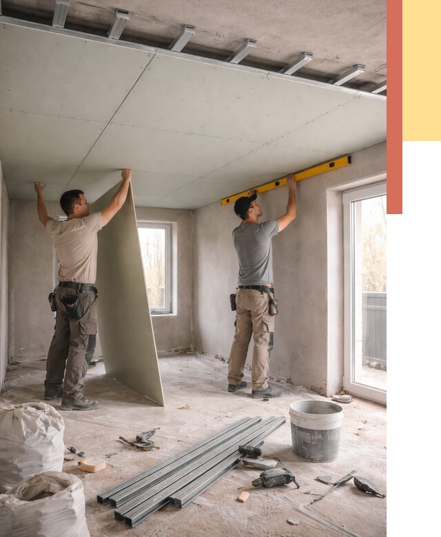 Одноуровневый потолок из гипсокартона в Коломне от 760 руб. — монтаж под ключ | ОТДЕЛОЧНИК-Клм