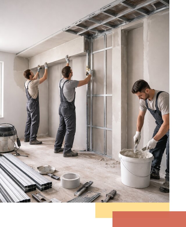 Монтаж потолка из гипсокартона с нишей в Коломне