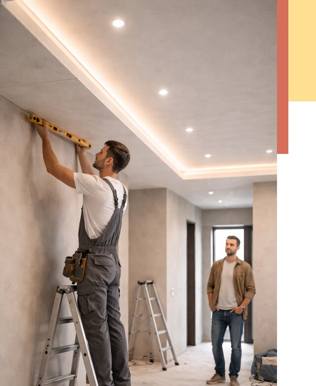 Потолок из гипсокартона с подсветкой в Коломне от 760 руб./м2 под ключ | ОТДЕЛОЧНИК-Клм