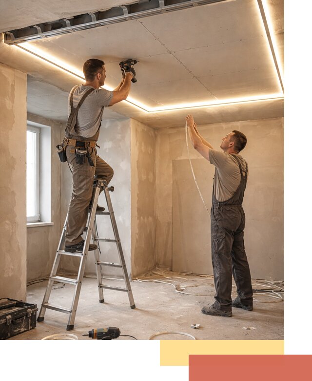 Потолок из гипсокартона с подсветкой в Коломне