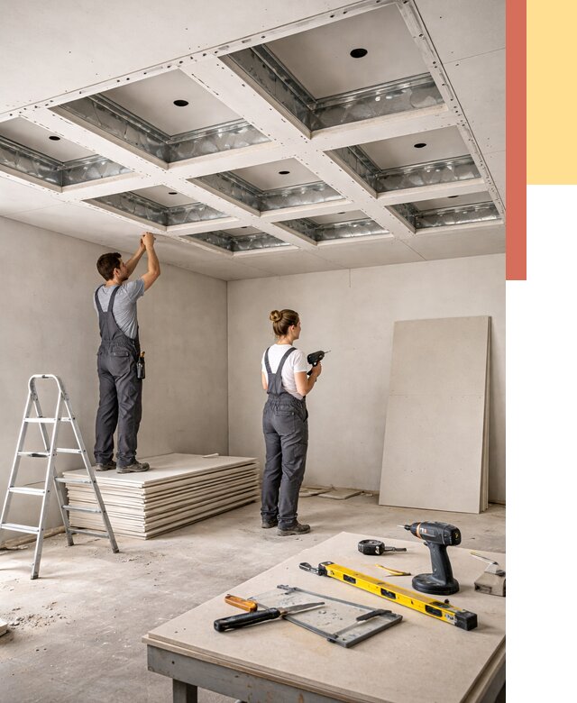 Кессонный потолок из гипсокартона в Коломне от 1876 руб. — монтаж и под ключ | ОТДЕЛОЧНИК-Клм