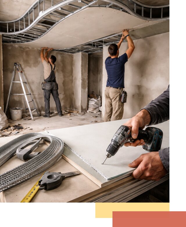 Криволинейный потолок из гипсокартона в Коломне — монтаж и отделка