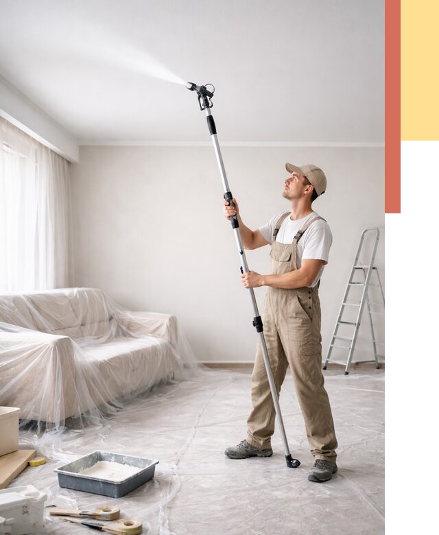 Покраска потолка краскопультом в Коломне от 4563 руб. быстро и недорого | ОТДЕЛОЧНИК-Клм