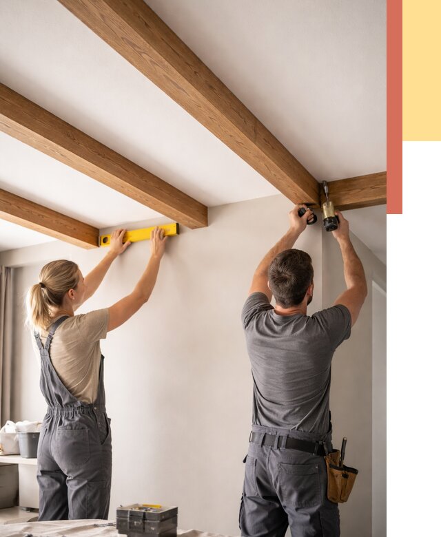 Монтаж декоративных балок на потолок в Коломне от 4258 руб. — ОТДЕЛОЧНИК-Клм