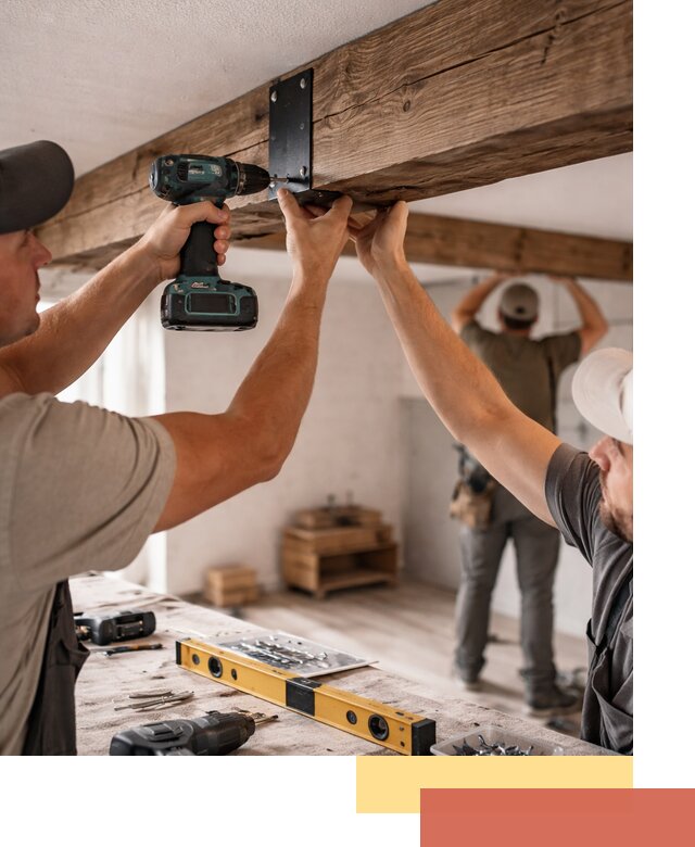 Монтаж декоративных потолочных балок в Коломне